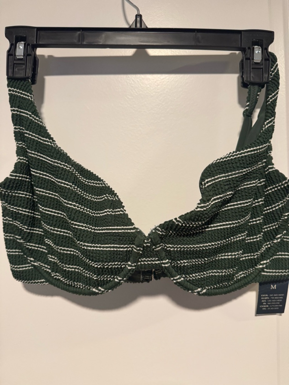 Abercrombie & Fitch Green and White Striped Bikini Top (Curve Love)